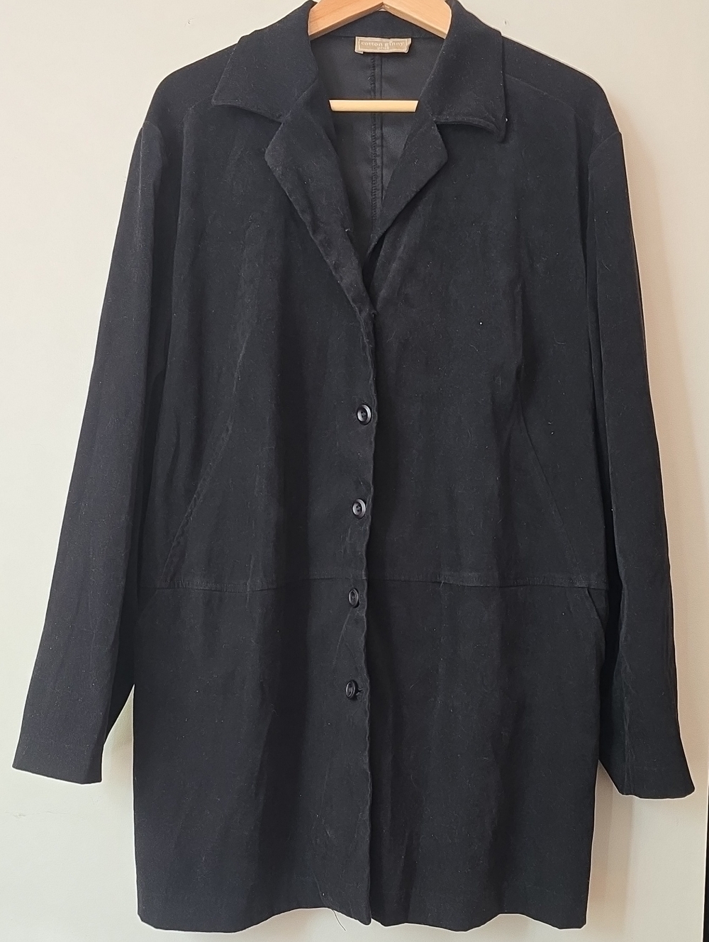 Vintage Black Women's Button-Front Shirt Coat